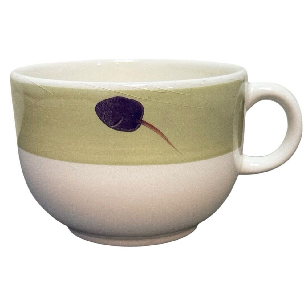 Vintage Hand Painted Maxam Pottery Coffee Cup Yellow Blue Green, Made in Italy